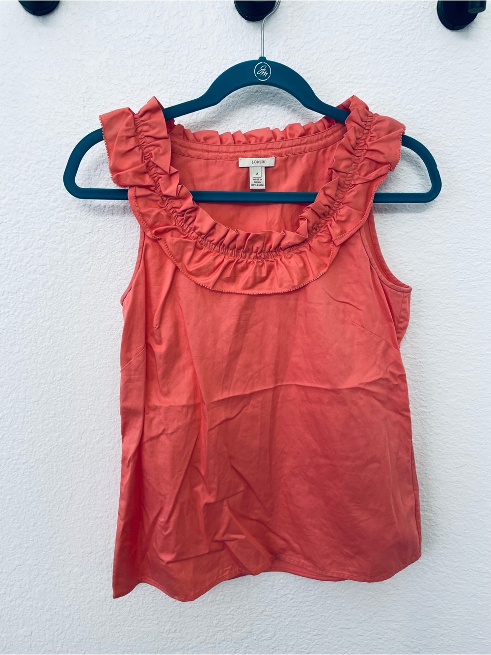 J. Crew Coral Ruffle-Trim Sleeveless Tank